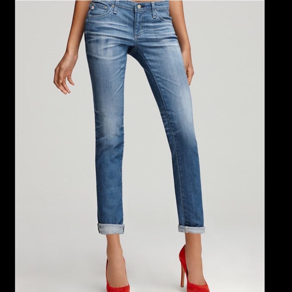 AG Adriano Goldschmidt the stilt cropped cuffed jeans w whiskering size 27